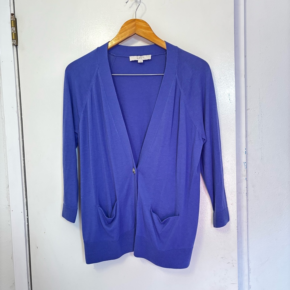 LOFT Women's Purple Cardigan Sweater